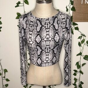 Windsor Snake Skin Print Longsleeve Crop Top